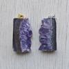 Beautiful Natural amethyst stone Slice Druzys Energy Healing  irregular Rectangle pendants for jewelry making Wholesale 6pcs/lot