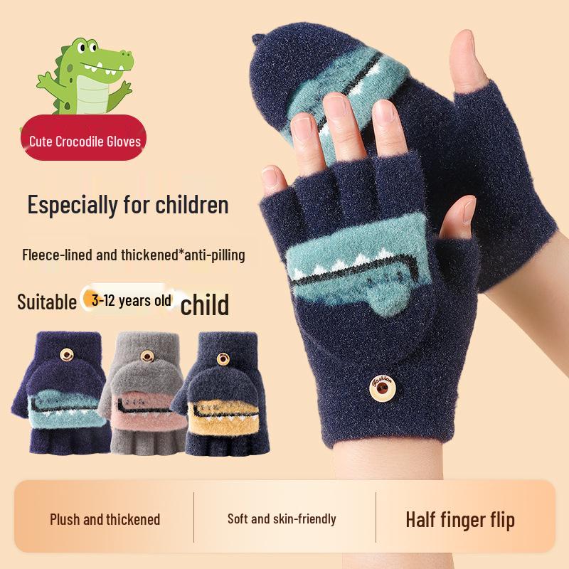 ¥5 Off for Newcomers! Velvet-Lined Children's Autumn & Winter Gloves - Warm and Thick for Boys and Girls.