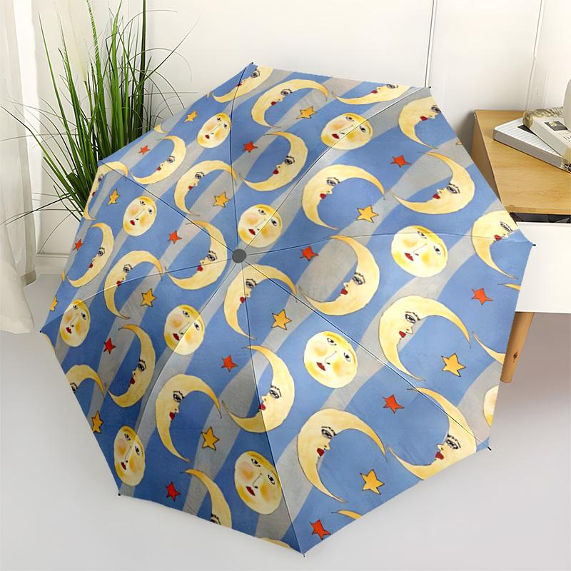 1pc Moon Stars Automatic Open/Close Umbrella Compact Folding Umbrella, All-Season Portable Umbrella for Women/Men F1124366