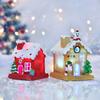 Diy Christmas House Ornaments Simulation Miniature Handicraft With Lights For Xmas Holiday Party Decor