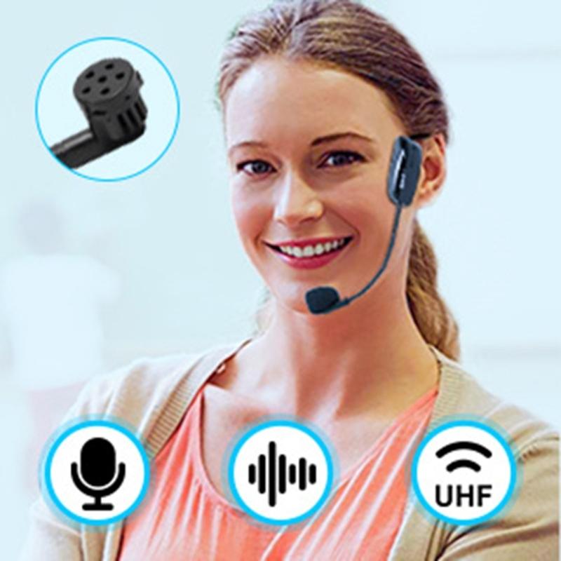 Wireless Microphone Headset UHF Stable Transmission for Teaching Guides and Public Speaking