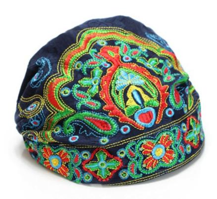 Lady Women Soft Cotton Ethnic Style Turban Hat Head Wrap Scarf Beanie Embroidered Flower Florals Print