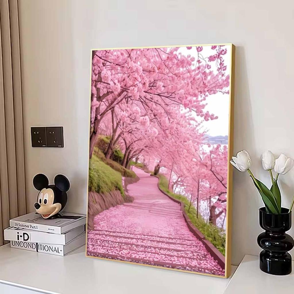 Cherry Blossom Tree Diamond Art Piece Set, 5D Diamond Painting Flower DIY Gem Cross Stitch Crafts and Crafts Decoration Home Wall Ornaments