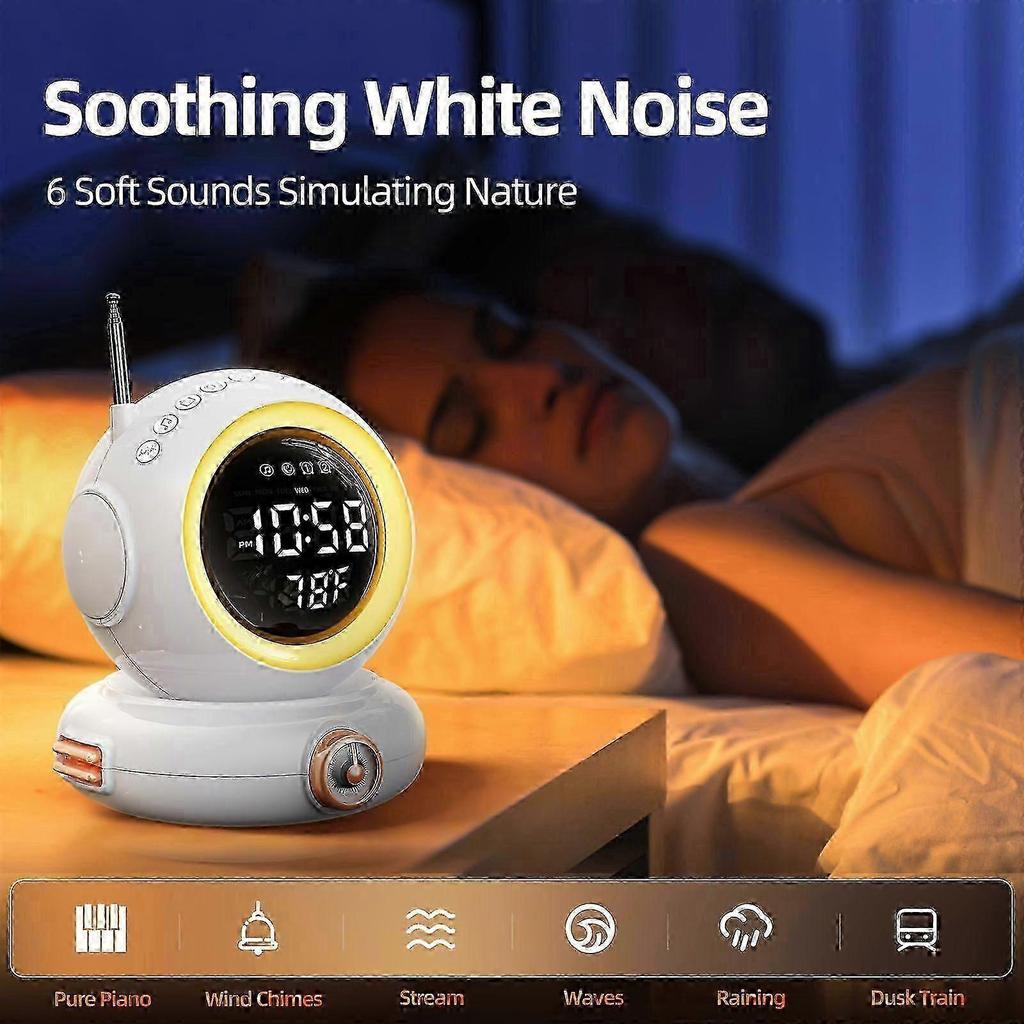 2026 New 1pc Smart Wake Up Light Alarm Clock with Sunrise Simulation, Dual Alarms, FM Radio, Wireless Speaker, 8-Level Dimmable Sunrise/Light, Soothin