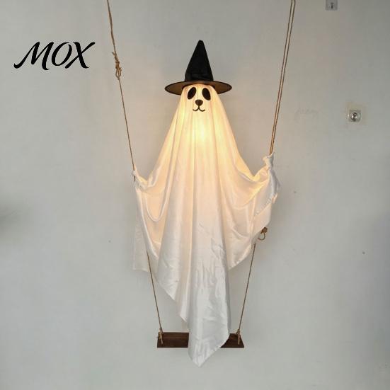 Glowing Ghost for Terrace 1.2/1.8M Hanging Dog on Swing, LED Light Up Cute Puppy Spooky Halloween Party Supplies Swing Ornament Tree, Porch,