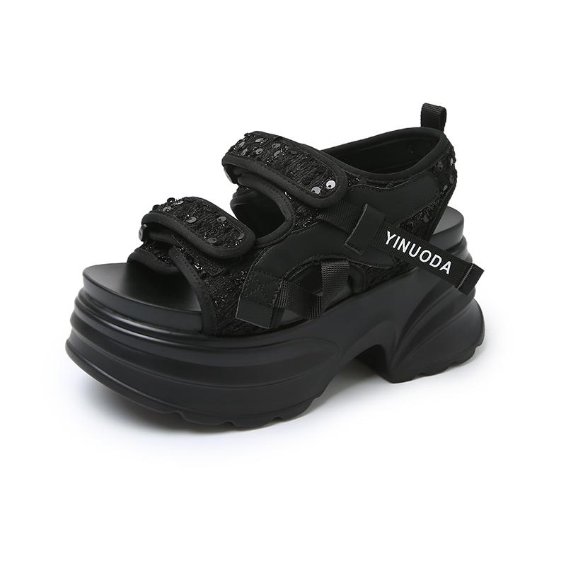 Fashion 8CM Thick Bottom Women Sandals Bling Ins Hot Sports Sneakers New Summer Peep Toe Leisure Shoes Ladies Gladiator Sandalias Mujer