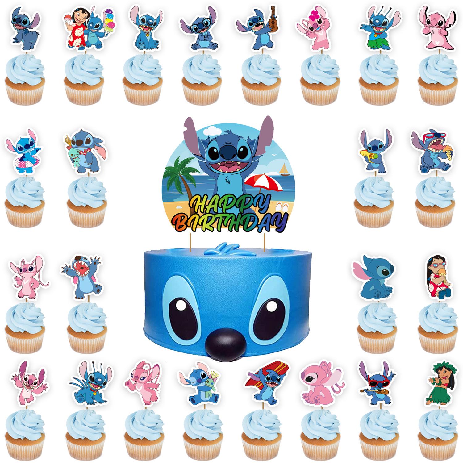 In Stock Stitch-Themed Birthday Cake Topper & Party Decoration Set