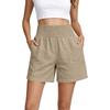 High Waist Elastic Waistband Casual Shorts for Women Loose Fit Cotton Summer Shorts with Pockets Lightweight Design
