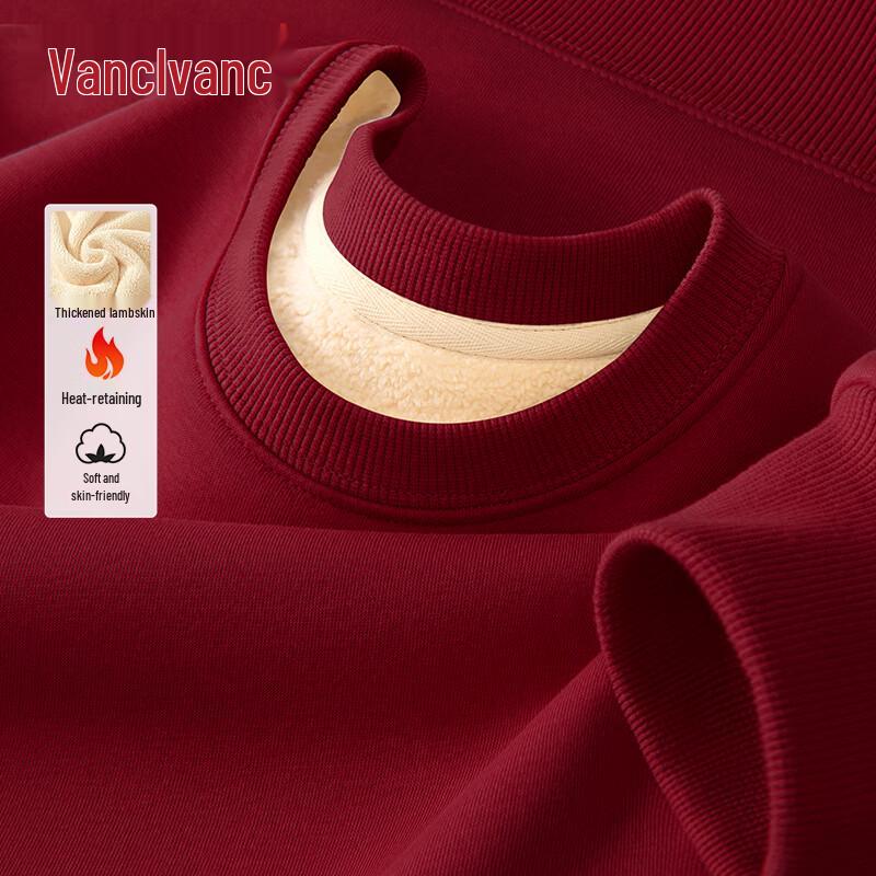 VANCL Men's Lambswool Lined Loose Fit Round Neck Sweatshirt