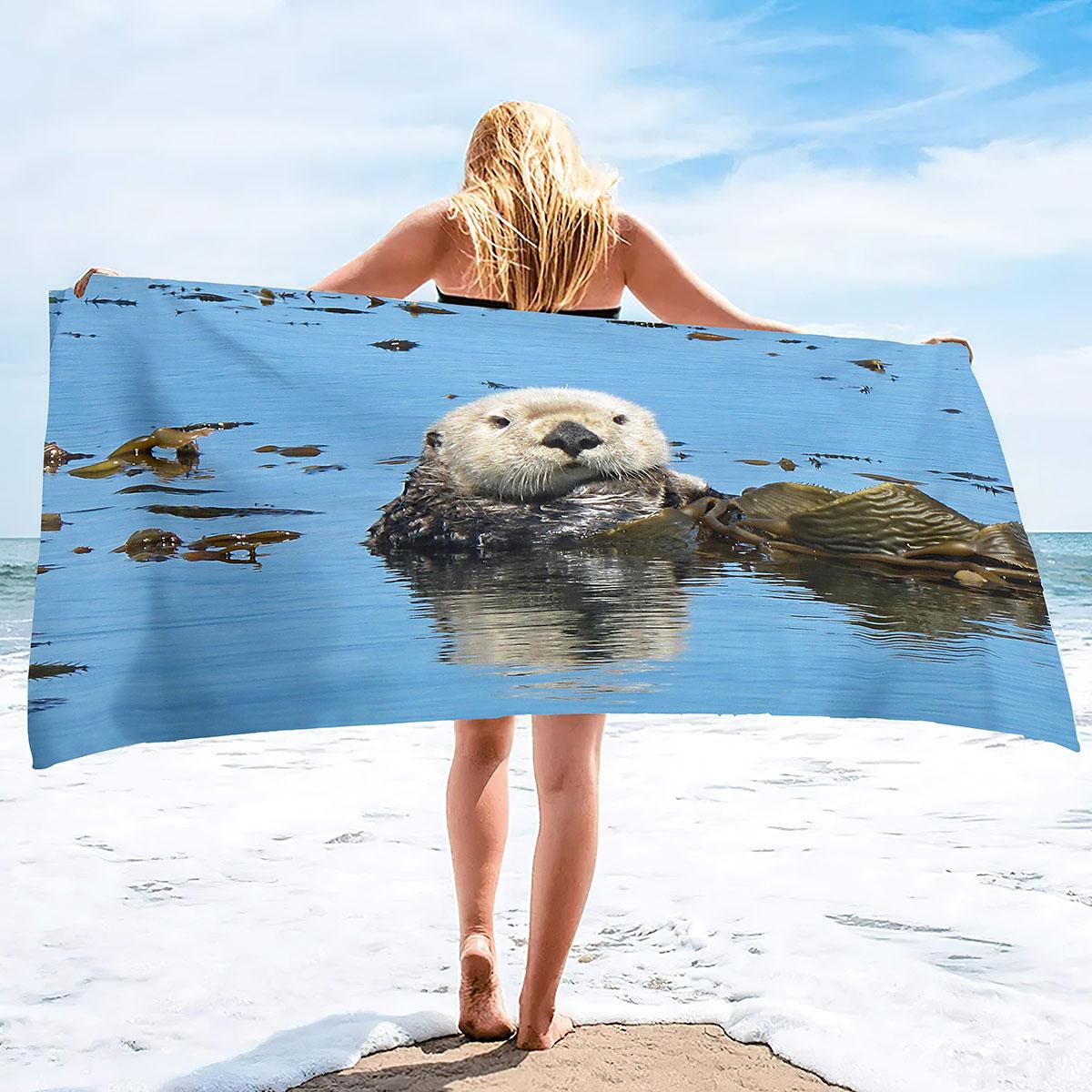 

1pc shark pattern beach towel, ultra-fine fiber quick drying water absorbing swimming multifunctional beach towel W30*H60(CM)