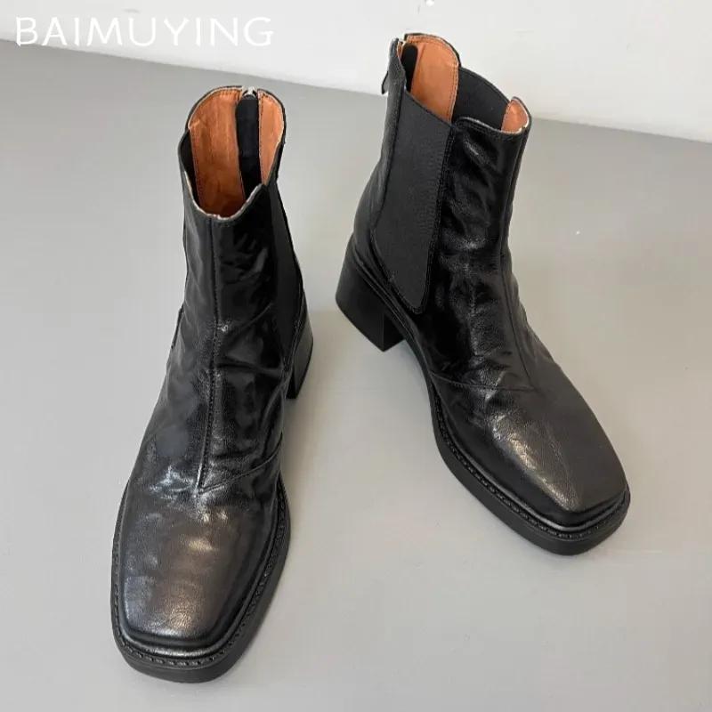 High Heels Ankle Women Boots Chelsea Chunky Elegant Shoes Woman 2025 Trend Winter New Office Shoes Pumps Motorcycle Botas Mujer