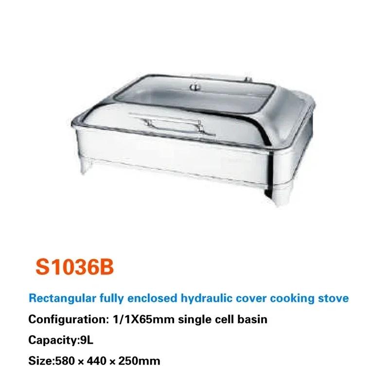 Buffet-Speisenwärmer Kommerzielles Buffet-Chaffing-Dish Luxus für Hotel Hydraulischer Buffetherd Hotpot Edelstahlgeschirr Royal