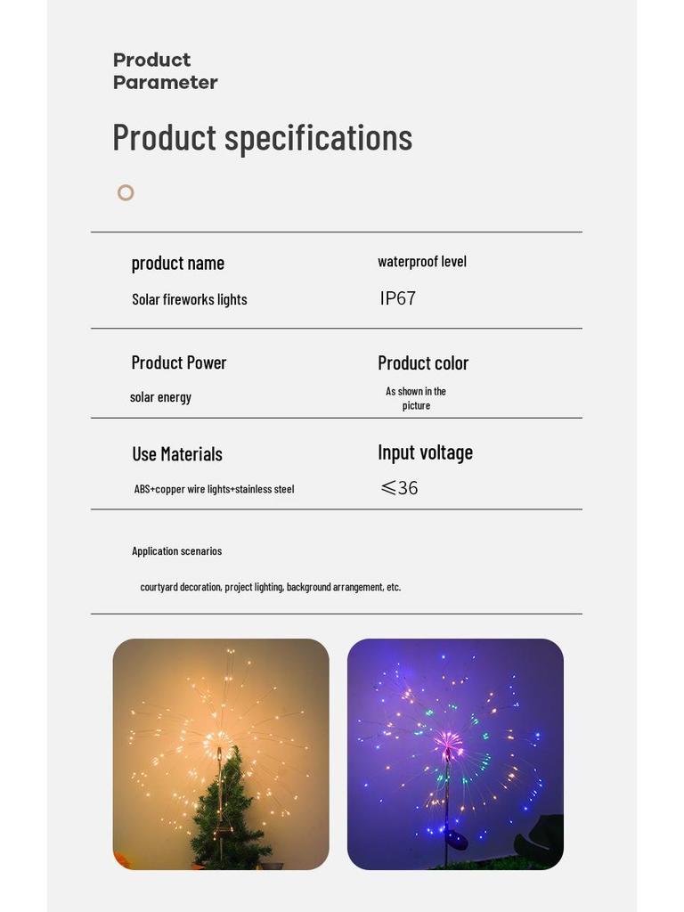 Solar LED Firework Lights for Outdoor Garden, Yard, Balcony, and Landscape Decoration