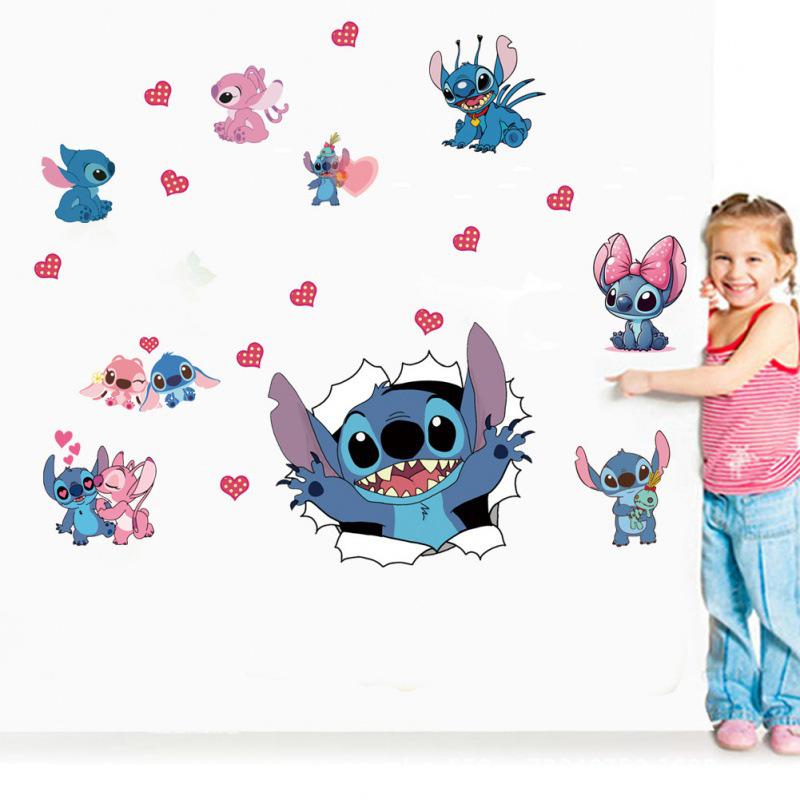 Stitch Anime PVC Self-Adhesive Wall Stickers for Kids' Rooms and Kindergartens