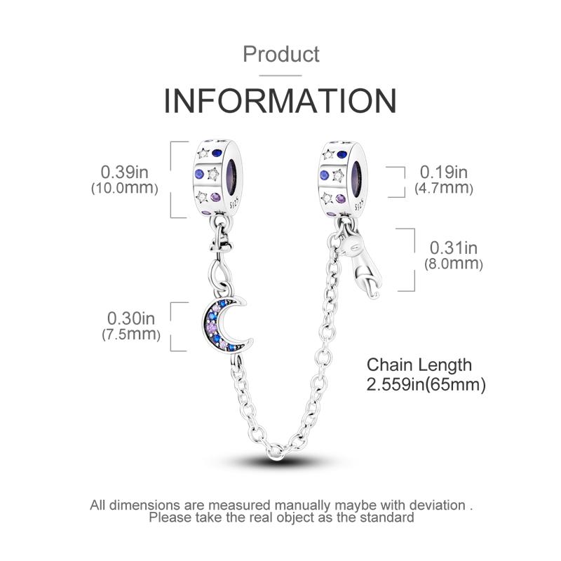 Sun Moon Star Safety Chain Pendant Charm Beads Copper Jewelry Fits Bracelet Bangle Necklace Women Luxury Party Festival Gift