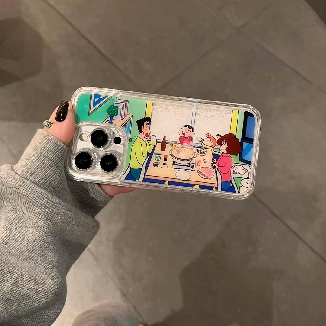 

Креативный чехол для мобильного телефона с блестками и зыбучим песком в виде снежинок Crayon Xiaoxin, подходит для Apple 16promax, противоударный чехол-протектор для iPhone 15 OPPOA53#A32