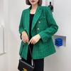 Women's Clothing Style Fashionable Versatile Texture Double Breasted Mid Length Suit Coat