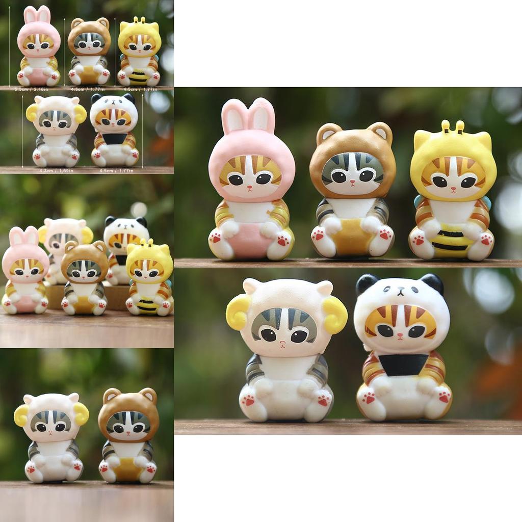 5pcs Creative Animal Headsets Sitting Cat Model Ornament Set For Kids And Teens