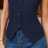 Dames dressjakkevest V-hals Knappelukking Blazer Vest Ermeløs Crop Top Slim Fit