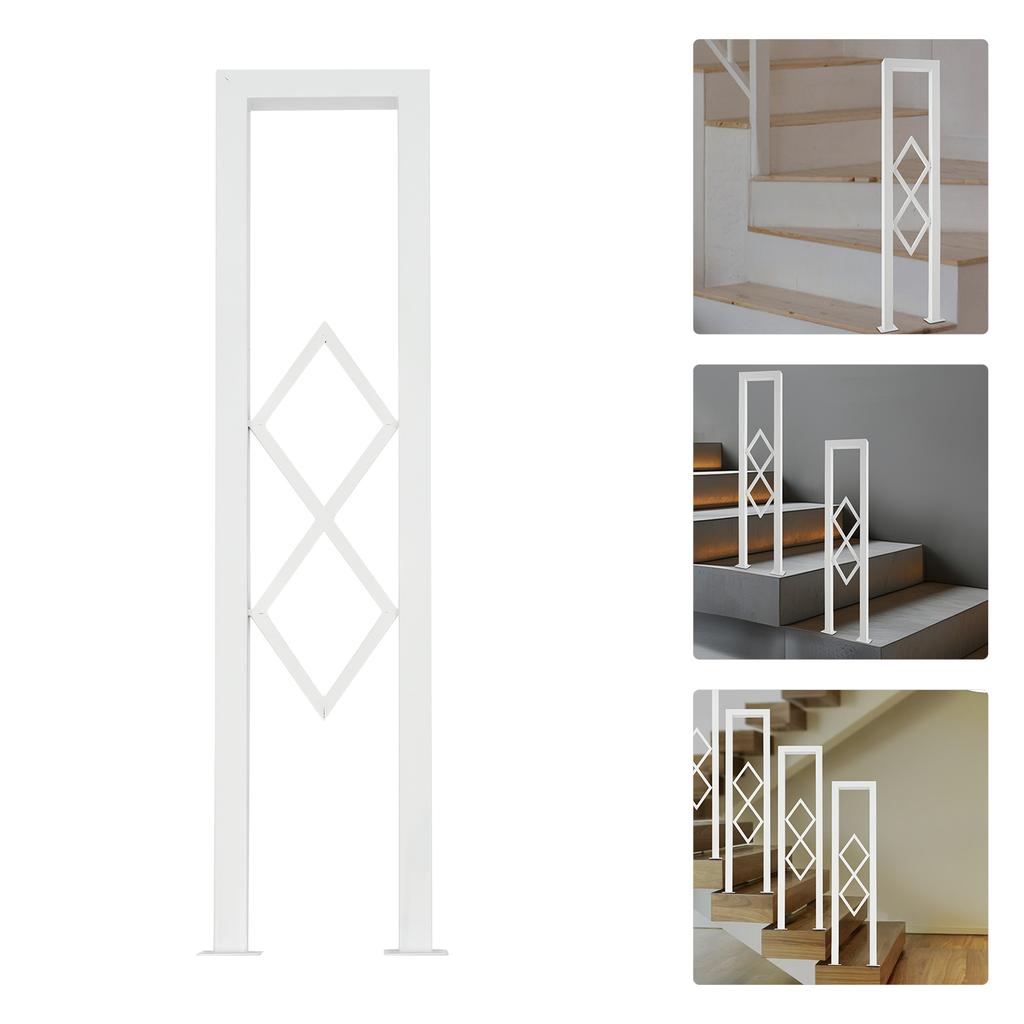 85cm Carbon Steel U-Shaped Stair Handrail,Black/White Decorative Stair Railing Floor-Mounted for Stairs,Attics