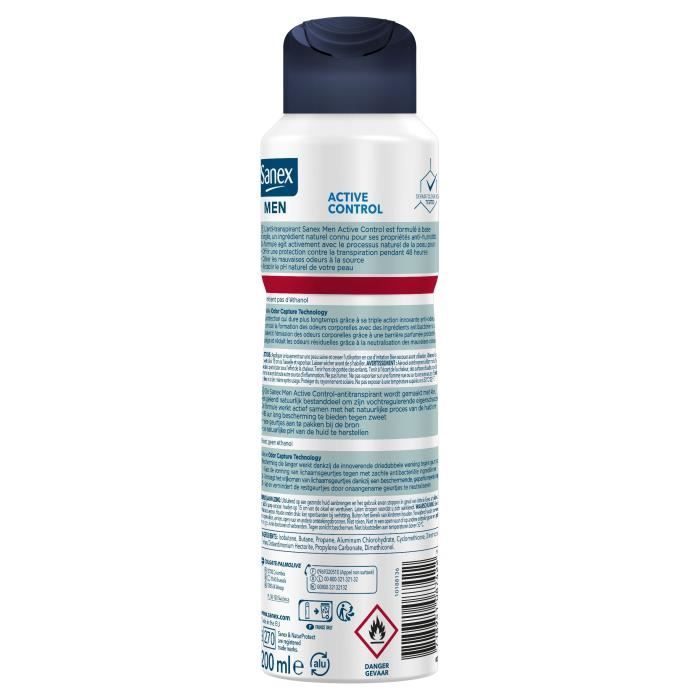 SANEX Spray Active Control - Déodorant homme - 200 ml