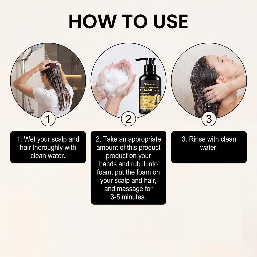 Ginger Volumizing Shampoo, Gentle Cleansing, Fluffy & Smooth Refreshing Hair Care