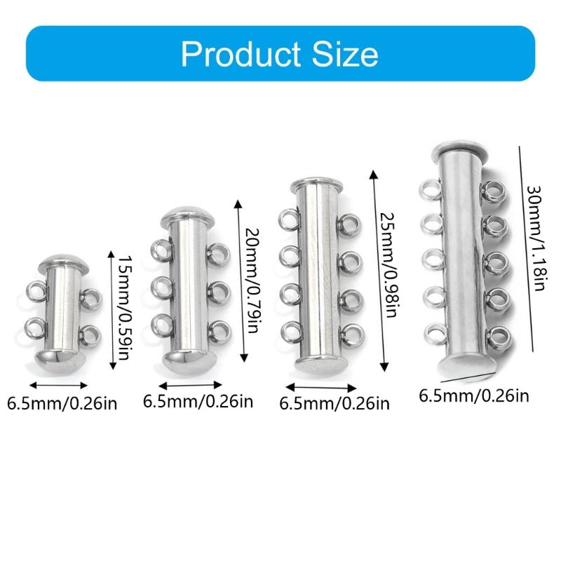 Slide Lock Clasp 304 Nerezová ocelová trubková spojka pro vrstvení náhrdelníků nebo náramků, příslušenství pro výrobu šperků