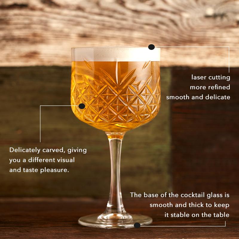 Martini Glass Carving Glasses Premium Coupe Goblets Set of 2 - Gin, Wine, Cocktail, Mojito Glasses Drinking Champagne Cups