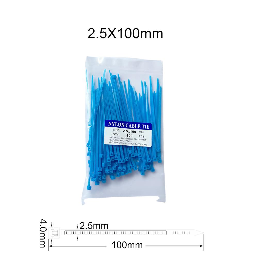100 szt./partia 2,5x100mm Mocne Plastikowe Nylonowe Opaski Kablowe Samozaciskające Pierścień Mocujący Zip Opaski Pasek Tie Czerwony Zielony Żółty