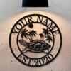 Metal Wall Art Turtle Sculpture Home Decor Black Personalized Plaque Beach Villa Gift