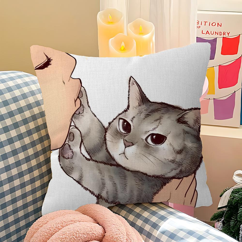 Cute Cat Pillow Cover Sofa Cushion Cover Home Room Decoration Children Gift