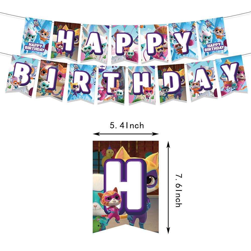 32 ks Super Kitties Party Supplies Včetně Topperů na Cupcaky, Banneru, Balónků