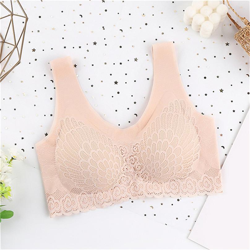 High Quality Women Seamless Underwear Fashion Lace Sexy Back NO Steel Ring Vest One-piece Bra