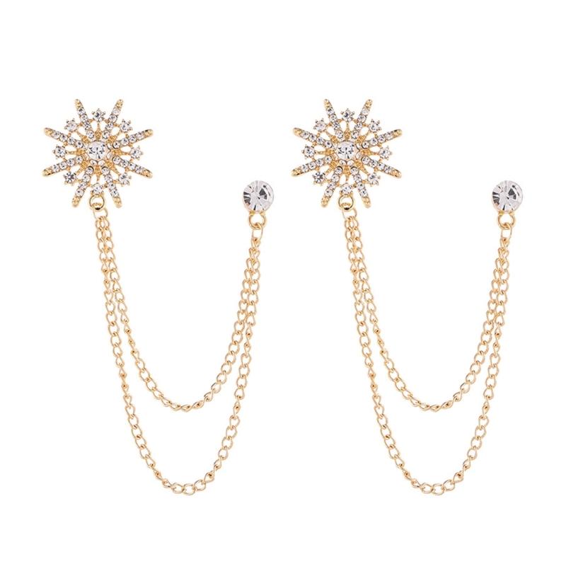 

Stylish Chain Tassels Octagram Lapel Pin Sturdy Alloy Dress Accessory For Weddings