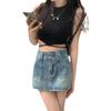2024 Washed Retro Denim A-Line Mini Skirt: Spring & Summer Fashion