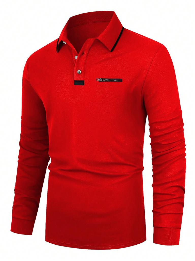 Europe Fashion Clothes Mens Premium Long-Sleeved Polo Shirt
