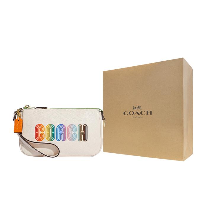 New COACH Nolita Leather Pochette, Shoulder Bag, Handbag, Clutch Small Size Women's White CA438-IMCAH