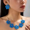 Exquisite Double Flower Necklace & Three-Dimensional Floral Earrings Set