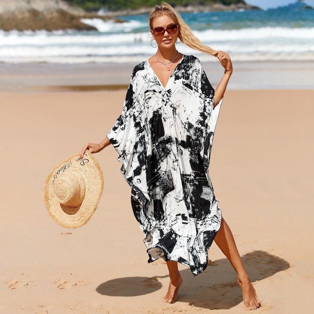 Oversized Bikini Cover-ups Boho Loose Maxi Dress Casual Long Dress Beachwear For Women