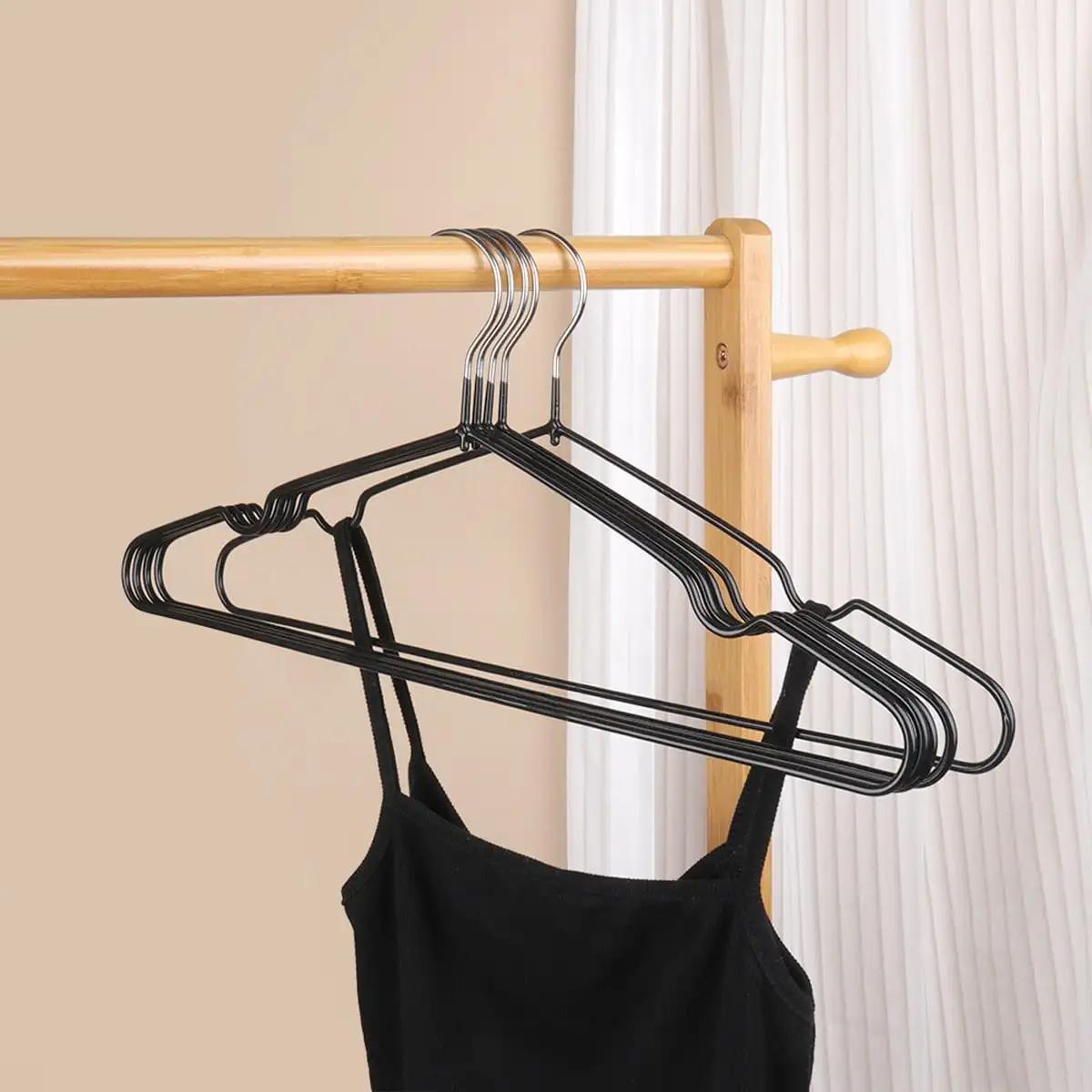

10pcs-Non-Slip Coated Metal Suit Coat Hangers Clothes Hangers Metal Shirt Jacket Hanger with Round Notches for Dress чёрный