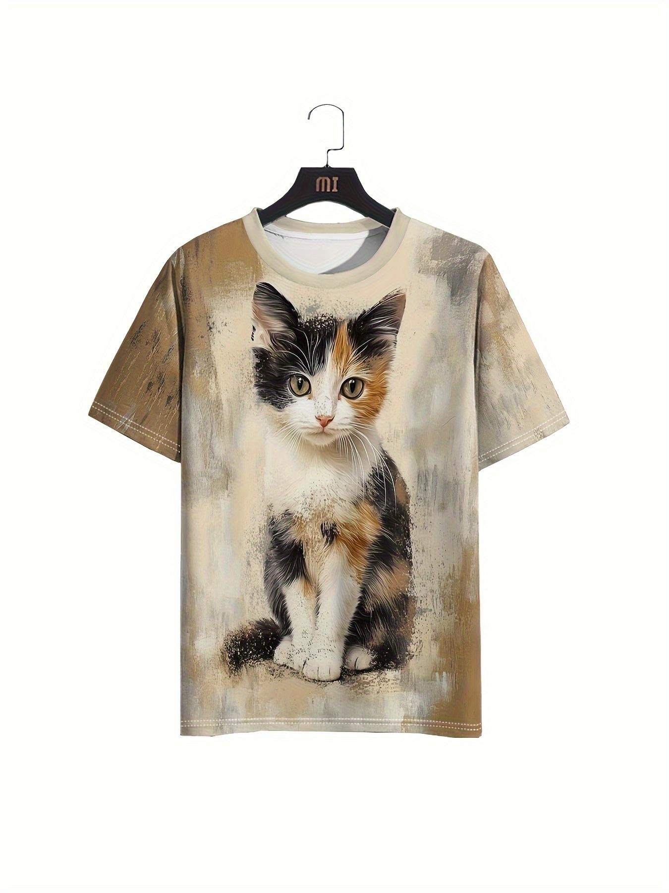 

Women S Casual T-Shirt. Digital Print. Cute Kitten Oil Painting Style Print in Three Colors. Showcasing Artistic And Elegant Temperament. for Daily We 3XL дубильна кора