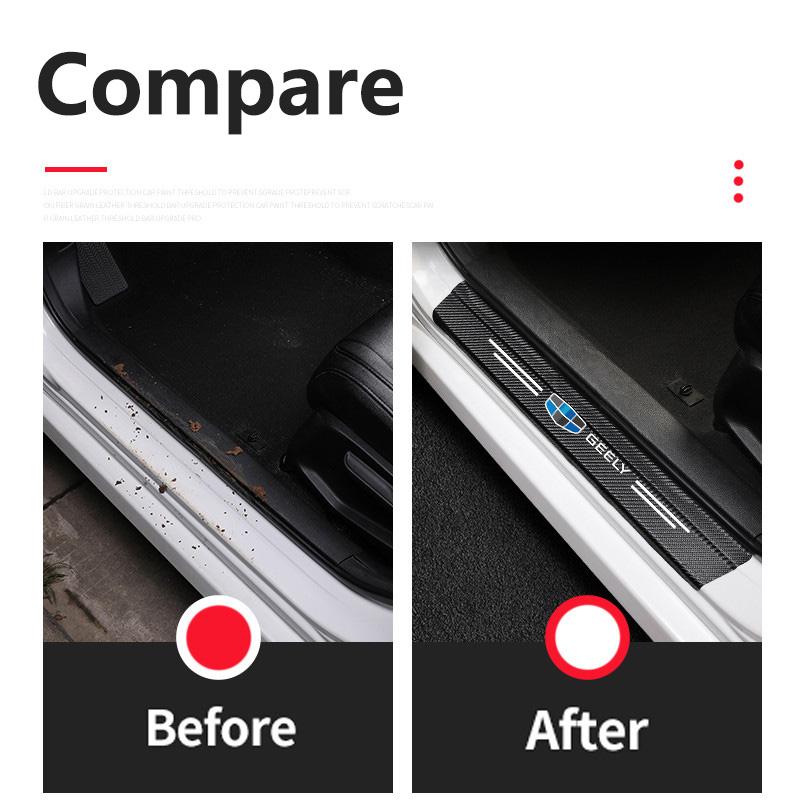 Car Door Sill Carbon Fiber Threshold Trunk Bumper Stickers Protector Strips For Dacia Logan Sandero Duster Lodgy Spring Jogger