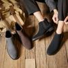 Men Genuine Leather Martin Boots British Style High Top Suede Chelsea Boots Mid Calf Shoes