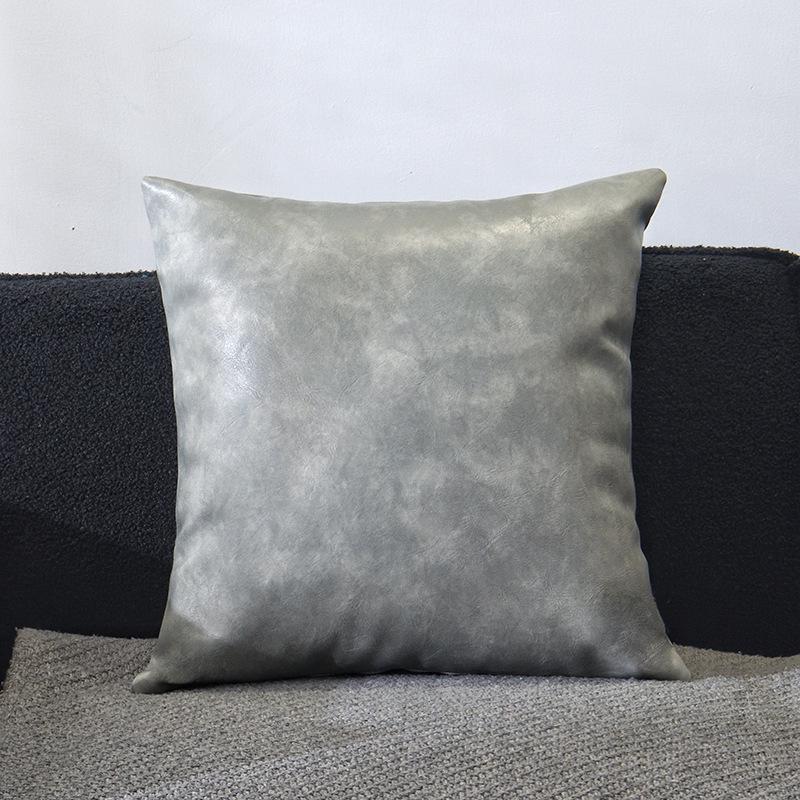 

Vintage Leather Throw Pillow: Ultra-Soft PU Cowhide Grain Cushion for Sofa - Customizable Cover, Single Piece 45x45 cm pillowcase only