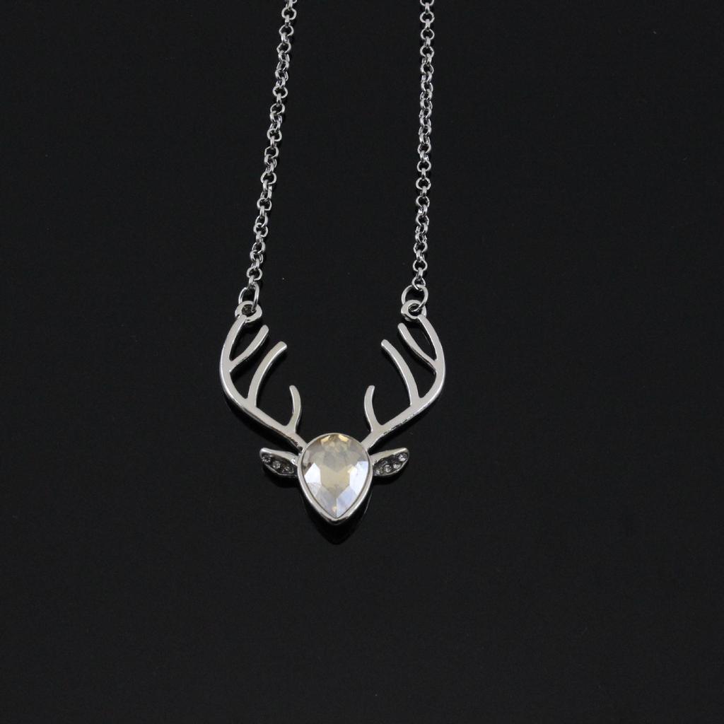 Korean Style Crystal Deer Head Necklace & Clavicle Sweater Chain for Women