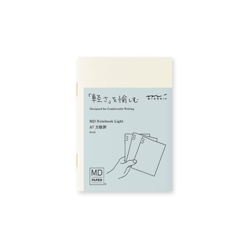 DESIGNPHIL MIDORI MD Notebook Light A7 Grid 3 Pack 15283006, Premium Japanese Stationery