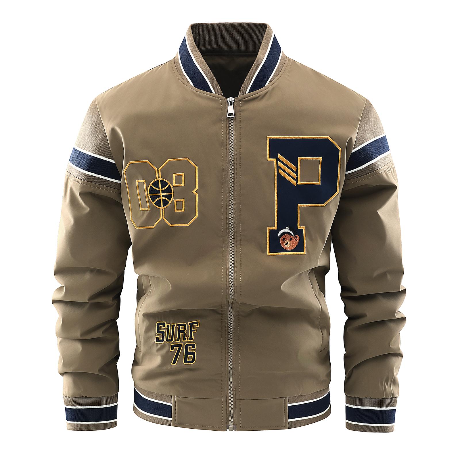 

Чоловіча куртка осінь-зима, куртка з принтом, жіноча модна вітровка, мотоциклетна куртка 4XL коричневий