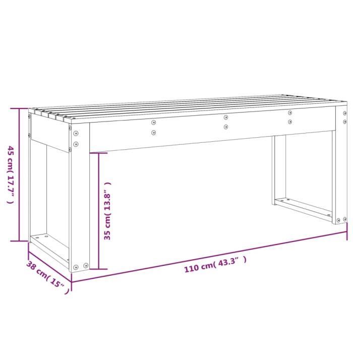 VidaXL Garden Bench Grey 110x38x45 Cm Solid Pine Wood 825095