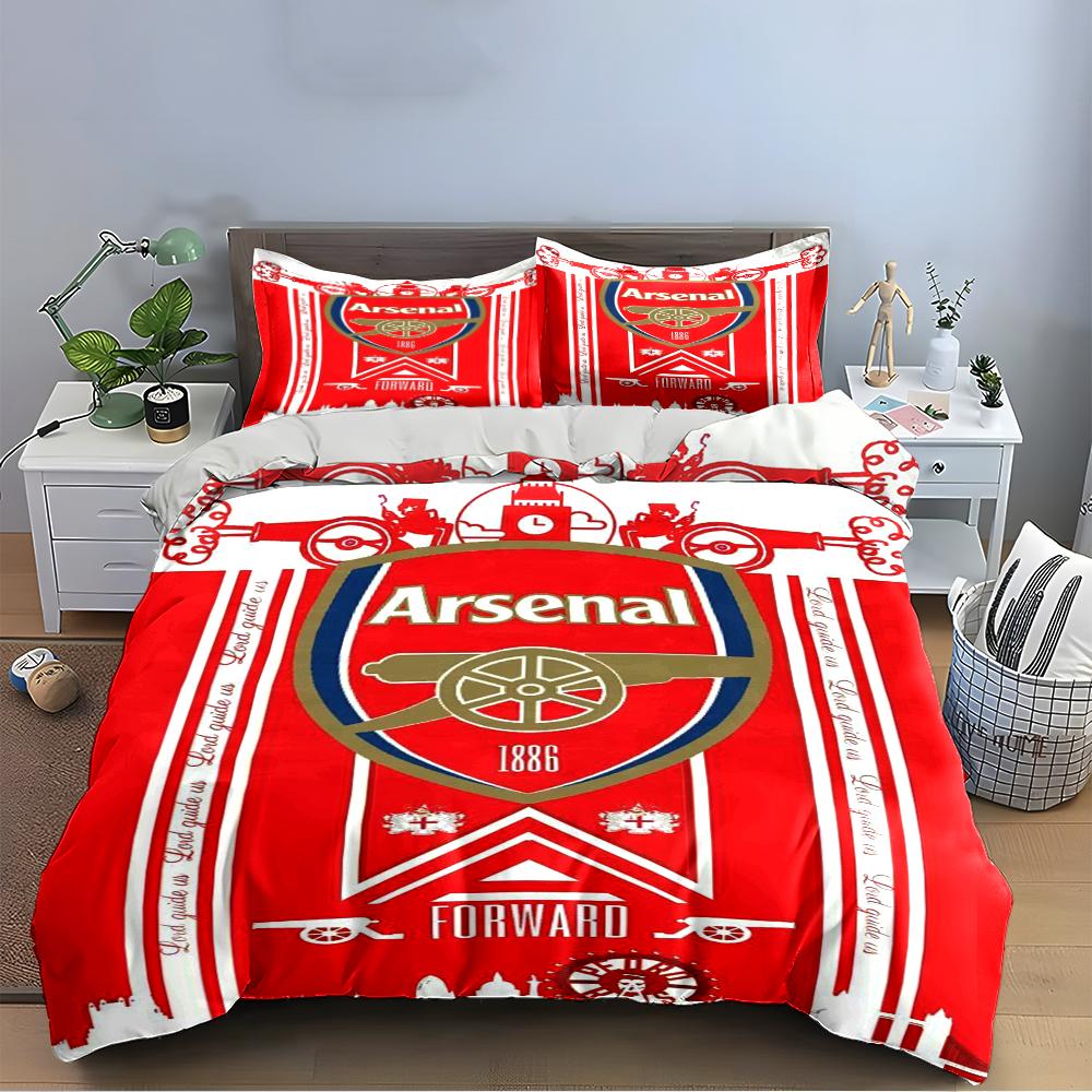 Set Biancheria da Letto a Tema Calcio Arsenal Set Biancheria da Letto (1 copripiumino, 2 federe, piumino non incluso)