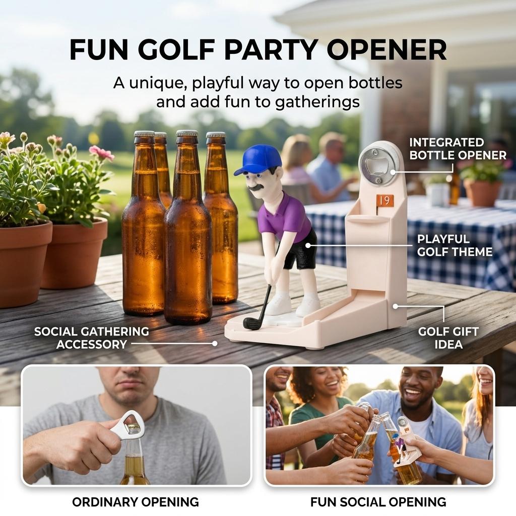 Golf Ball Wine Bottle Opener Novelty Metal Corkscrew for Party Games Creative Barware for Home Bar Picnic and Holiday Gifts 1 Piece